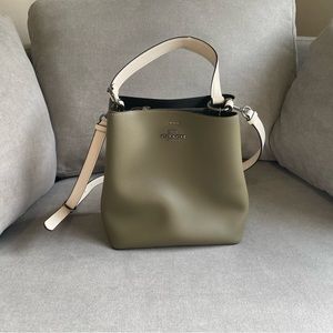Army Green and White Mollie Bucket Bag